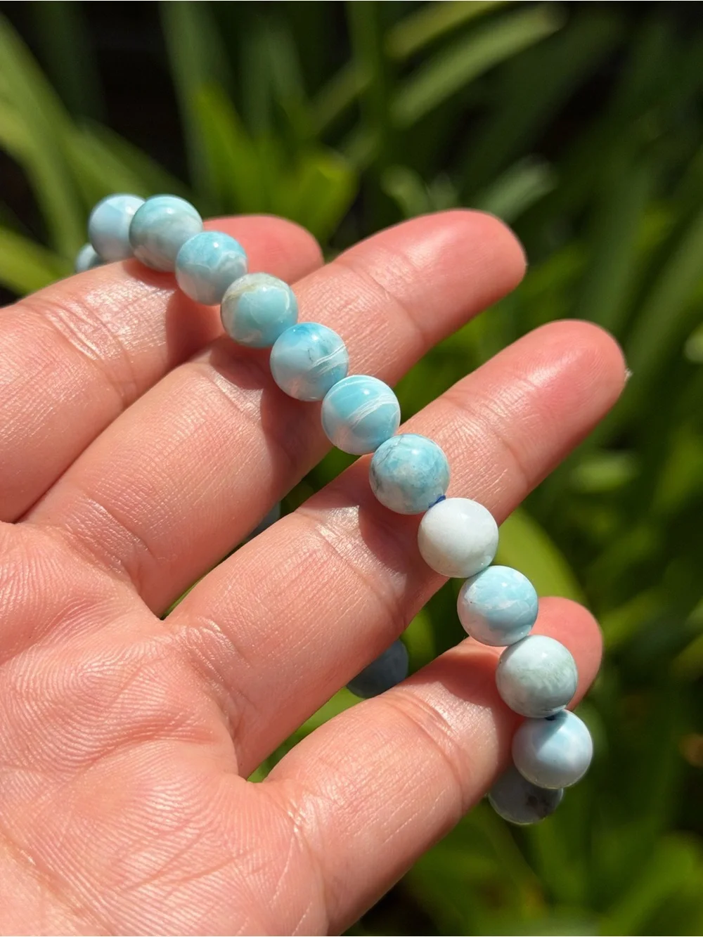 8.5mm stretchable larimar bracelet 2056
